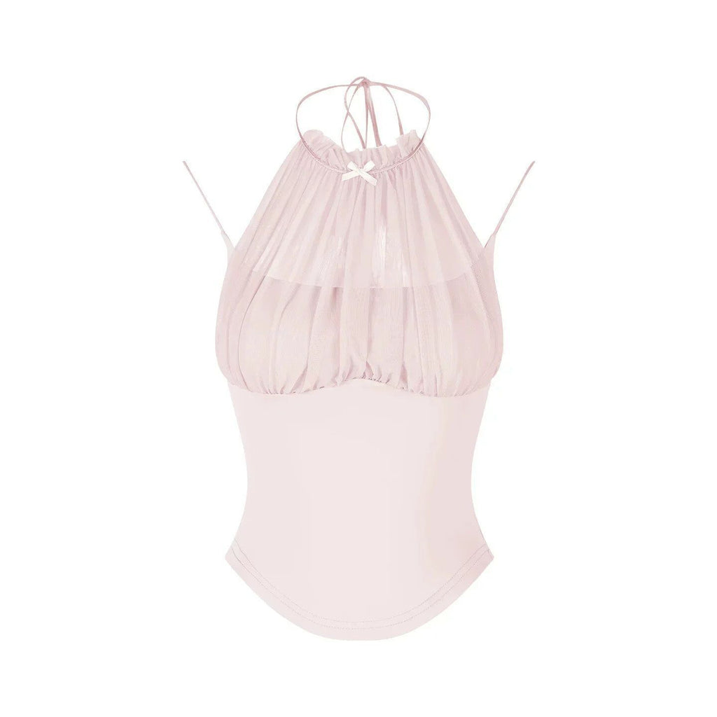 Mesh-Panel Halter Vest Camisole Womens Summer Sleeveless Top – Premium 0 | RICALOUX