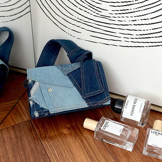 Denim Stitching Crossbody Bag Girls - RICALOUX
