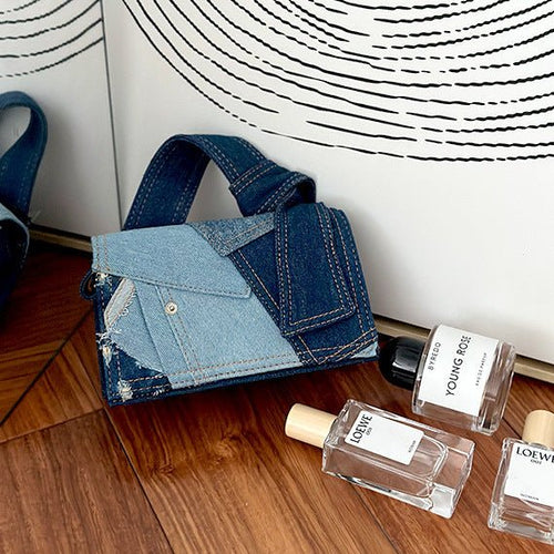 Denim Stitching Crossbody Bag Girls - RICALOUX
