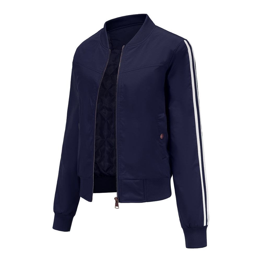 Womens Cropped Aviator Jacket Springautumn Fleece-lined Coat by Ricaloux