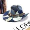 Retro Distressed Color-block Flat-top Jazz Hat by Ricaloux