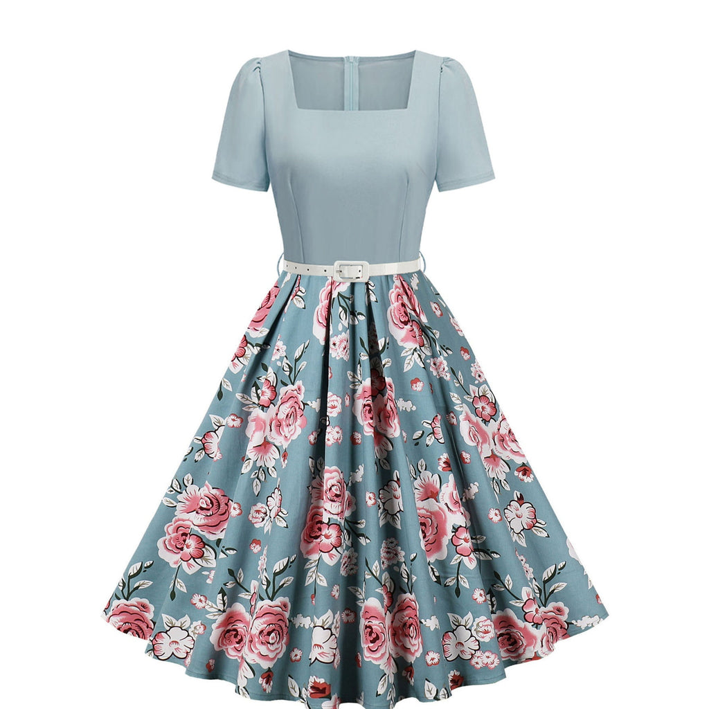 Retro Floral And Polka-dot Print Dress by Ricaloux