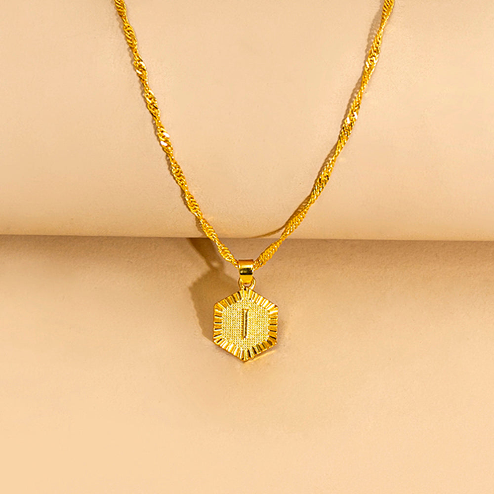 Initial Letter Hexagon Pendant Necklace For Women Jewelry – Premium 4 | RICALOUX