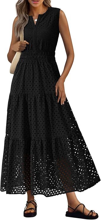 Womens Short-Sleeve V-Neck Hollow-Out Dress by Ricaloux