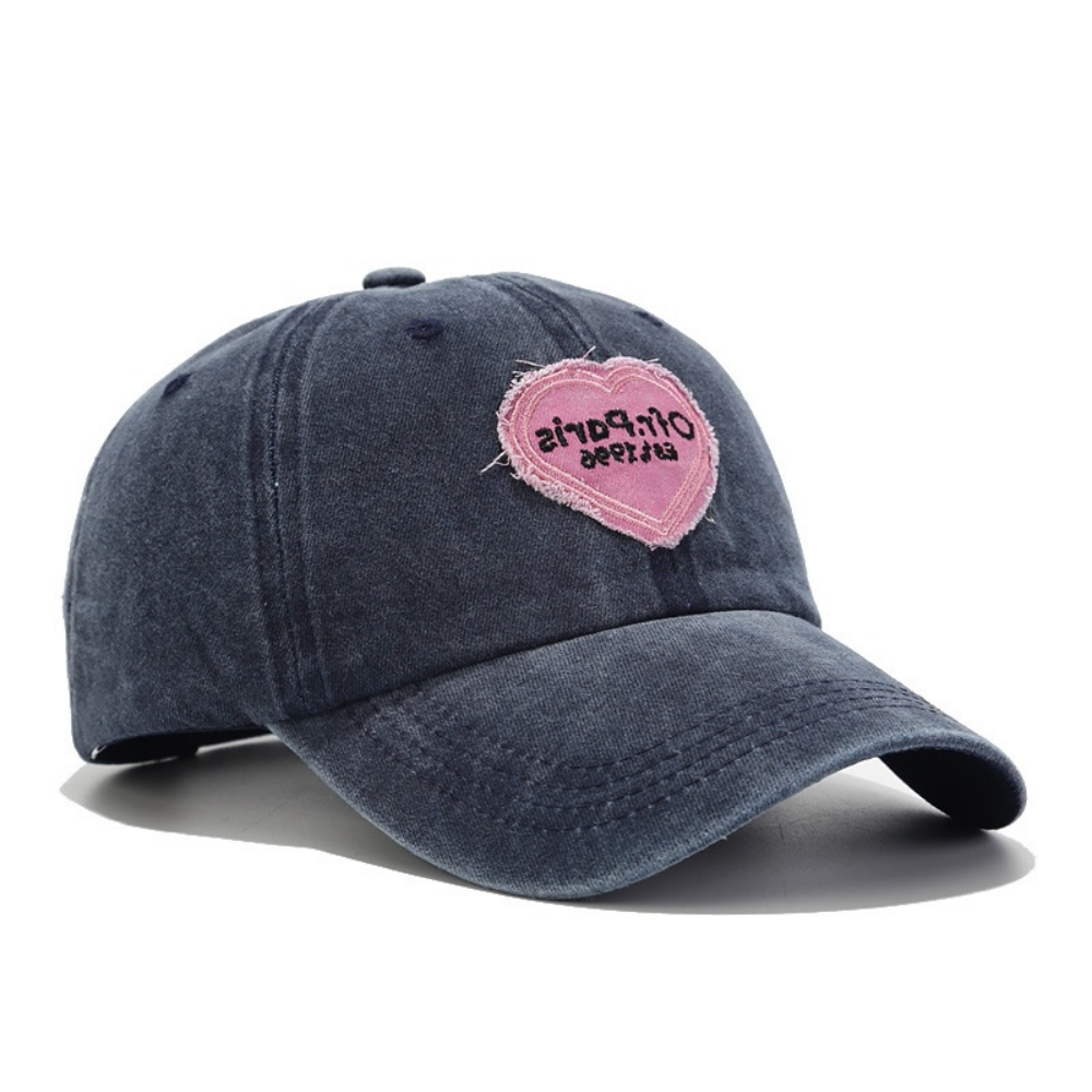 Women's Washed And Distressed Heart-patterned Patchwork Embroidered Baseball Cap For Street Wear At Music Festival, Fashionable And Sweet-cool Style, Sun Protection Hat – Premium 4 | RICALOUX