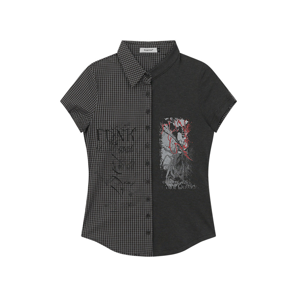 Gothic Printed Short Sleeves With Slightly Waisted Shoulders by Ricaloux