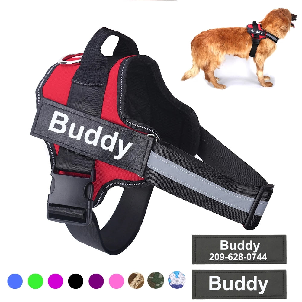 Personalized Dog Harness NO PULL Reflective Breathable Adjustable Pet Harness Vest For Small Large Dog Custom Patch Pet Supplies by Ricaloux