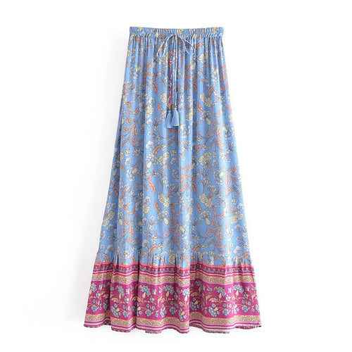 Bohemian Resort-style Cotton A-line Skirt With Water-based, Position-printed Floral Design – Premium 0 | RICALOUX
