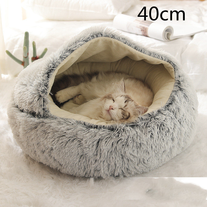 2 In 1 Dog And Cat Bed Pet Winter Bed Round Plush Warm Bed House Soft Long Plush Pets Bed Pet Products by Ricaloux
