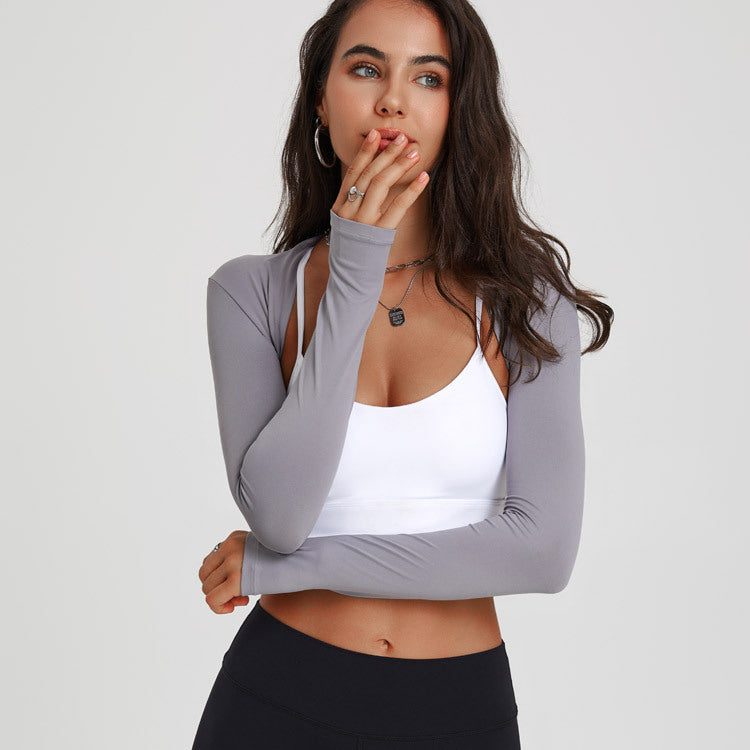New Spring & Summer Sports Long-Sleeve Shrugs For Yoga & Dance, Solid Color Cardigan Cover-Ups For Workouts, Hide Armpit Fat Training Shirts by Ricaloux