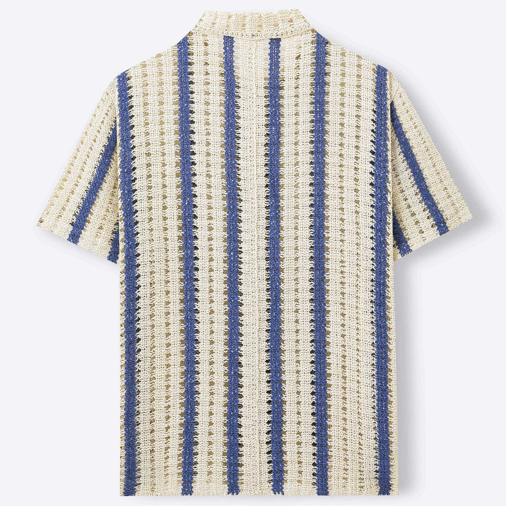 Mens Pure Cotton Hollow-out Crochet Knit Sweater by Ricaloux