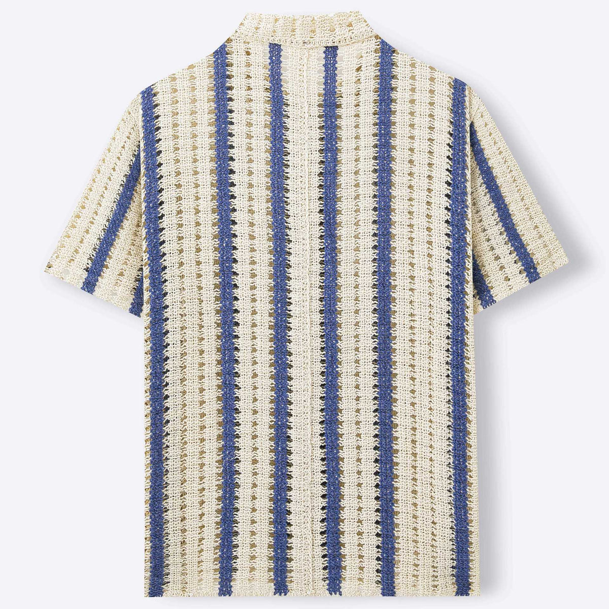 Mens Pure Cotton Hollow-out Crochet Knit Sweater by Ricaloux