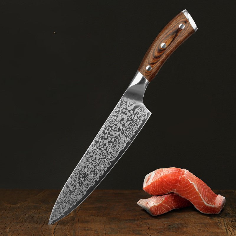 Damascus Leather Steel Kitchen Stainless Steel Kitchen Knife - RICALOUX