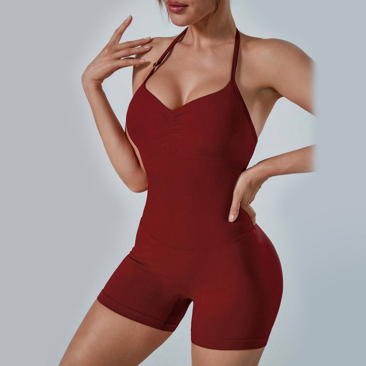 Seamless One-Piece Yoga Jumpsuit, Sexy Peach Butt Yoga Bodysuit, Quick-Dry Fitness Sports Backless Yoga Outfit by Ricaloux