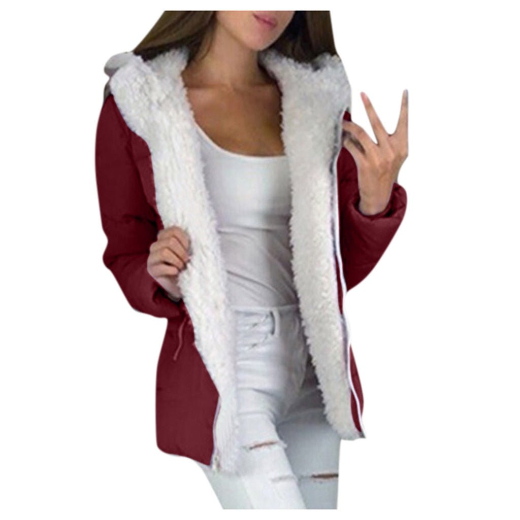 Fleece-lined Cardigan Hooded Coat Cotton-padded Jacket - RICALOUX