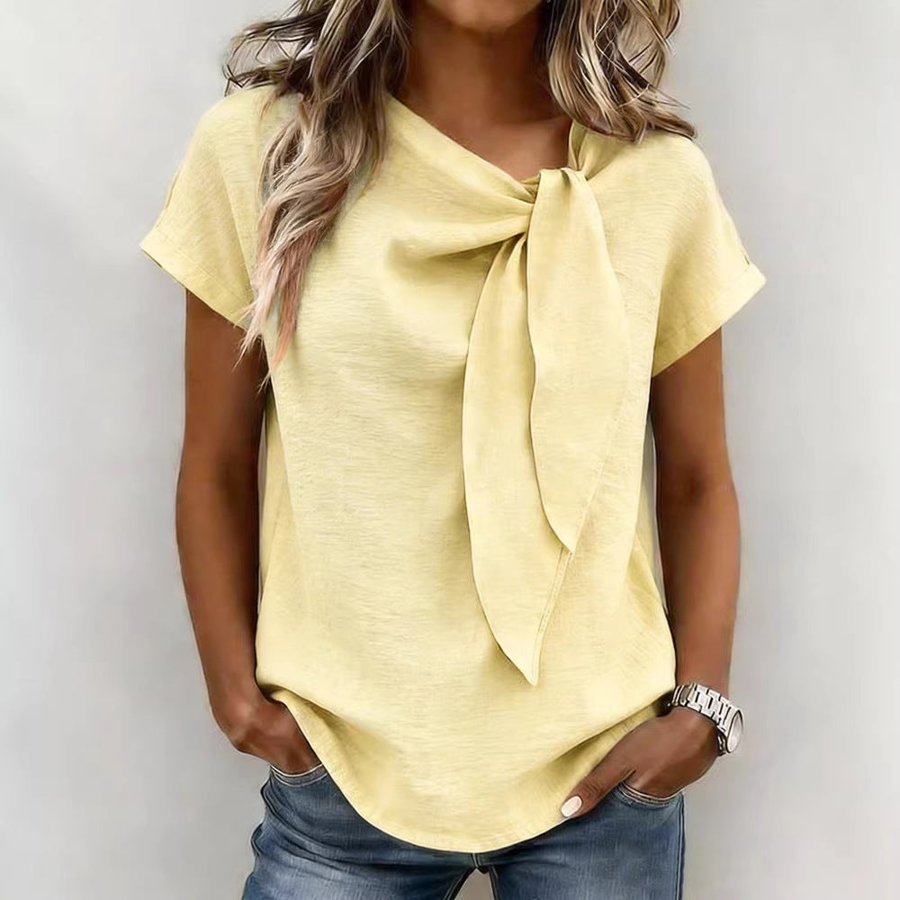 Womens Casual Loose-fit Fashionable Short-sleeve Top by Ricaloux