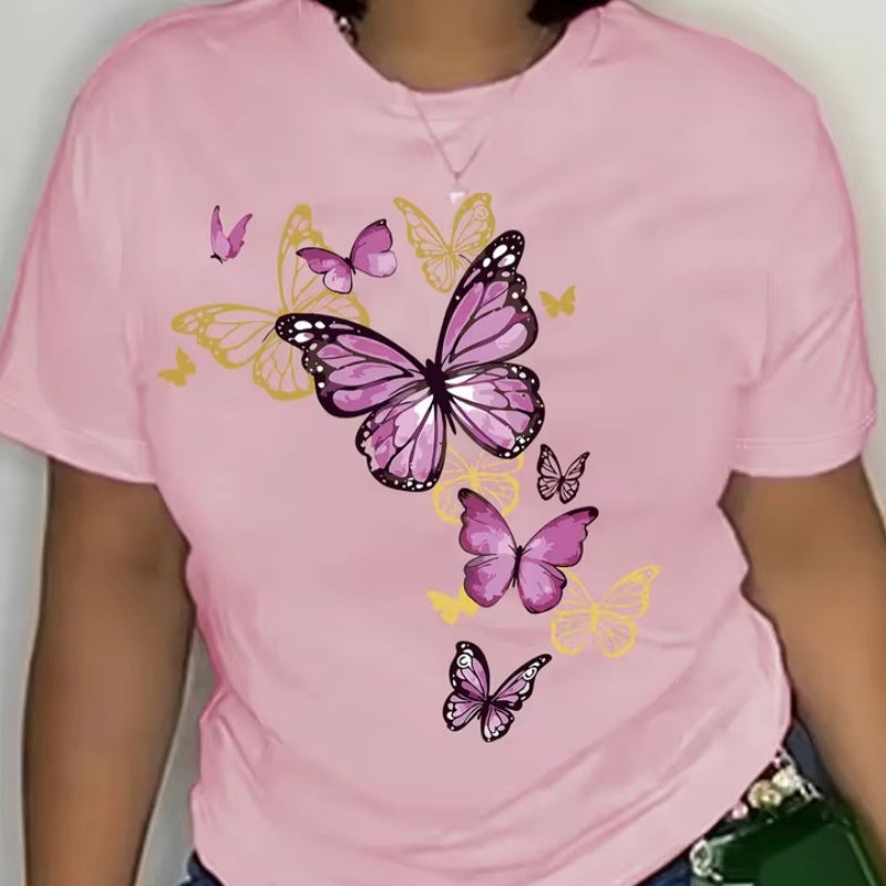 Butterfly-cluster Womens T-shirt Delicate Graphic Casual Top – Premium 0 | RICALOUX