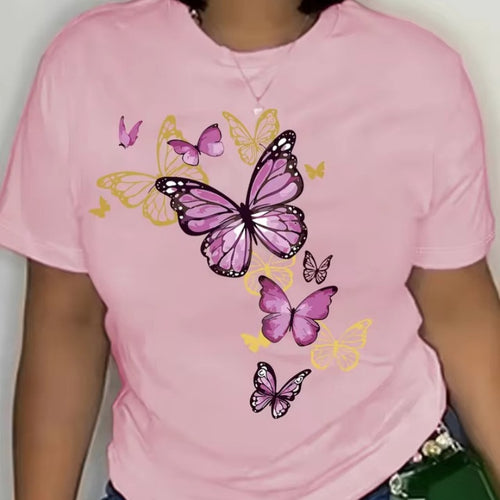 Butterfly-cluster Womens T-shirt Delicate Graphic Casual Top – Premium 0 | RICALOUX