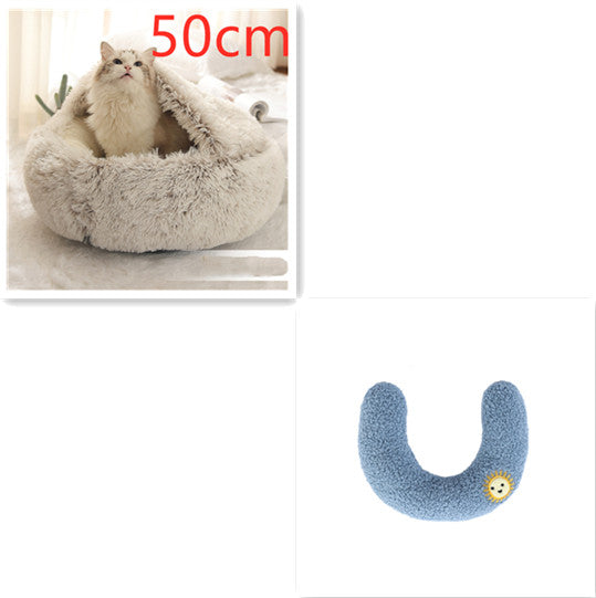 2 In 1 Dog And Cat Bed Pet Winter Bed Round Plush Warm Bed House Soft Long Plush Pets Bed Pet Products by Ricaloux