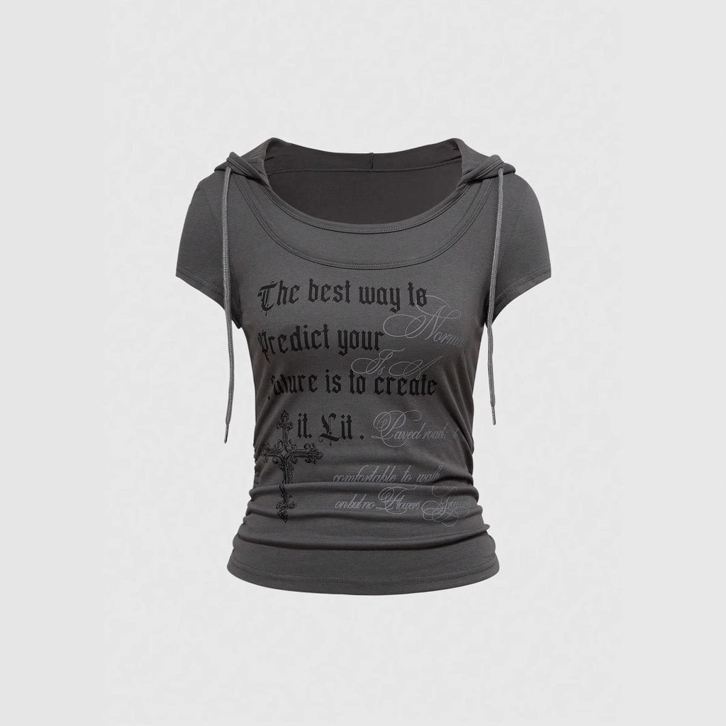 Casual Round-neck Printed Mock-two-piece T-shirt – Premium 0 | RICALOUX