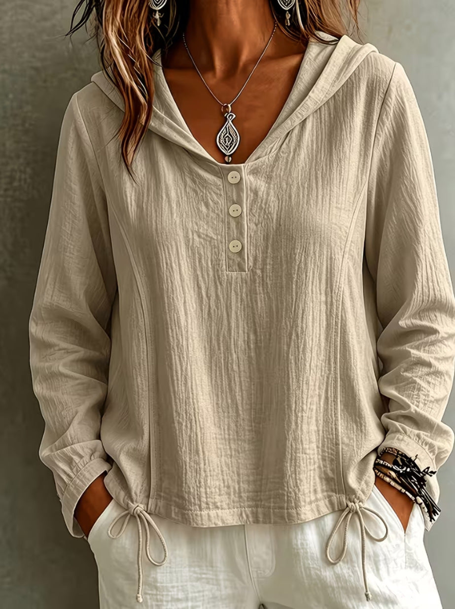 Casual Loose-fit Long-sleeve Hoodie by Ricaloux