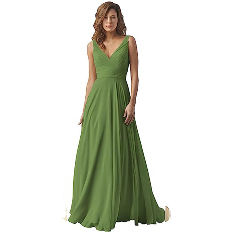 Women's V-neck Slim-fit Chiffon Dress by Ricaloux