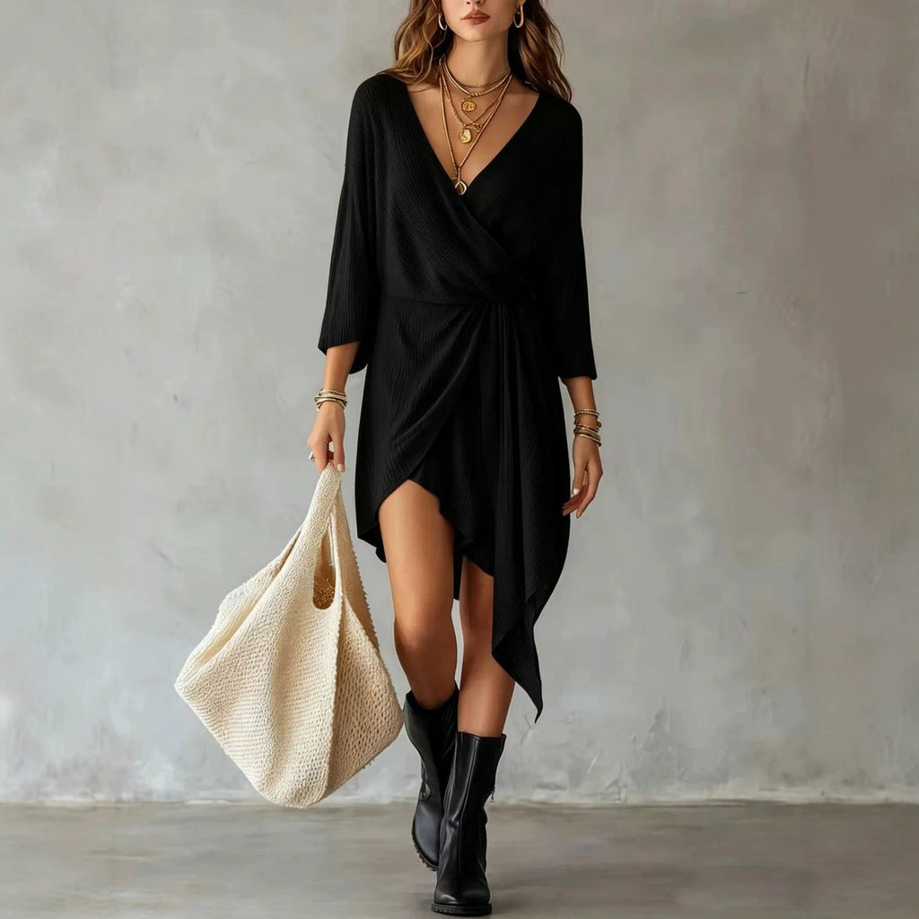 European And American-style Wrap V-neck Dress For Women by Ricaloux