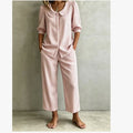 New Design Linen Striped Loose-fitting Shirt Set by Ricaloux