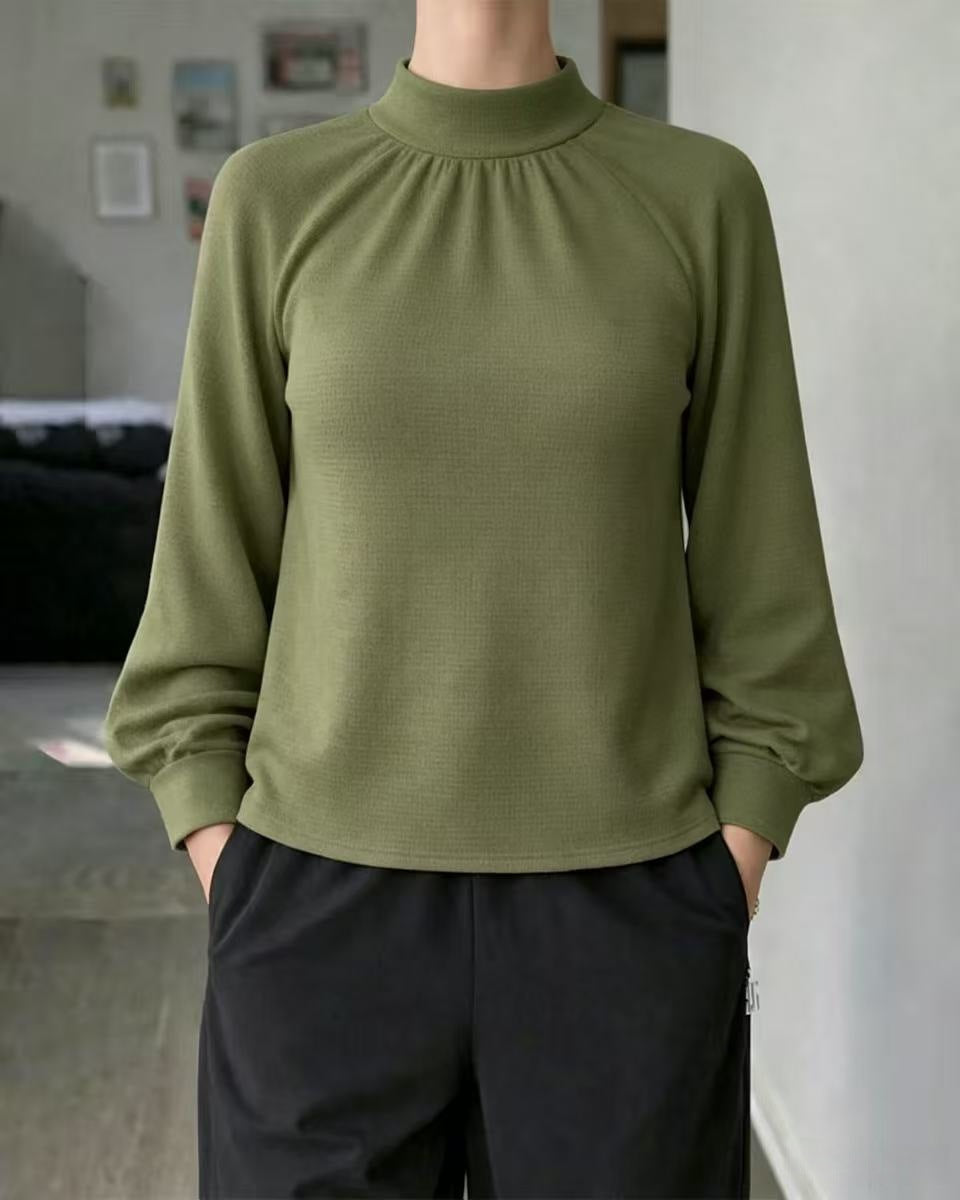 Springautumn Knitted Long-sleeve Casual Raglan-sleeve Turtleneck Lace-trimmed Sweater Bottoming Shirt – Premium 0 | RICALOUX