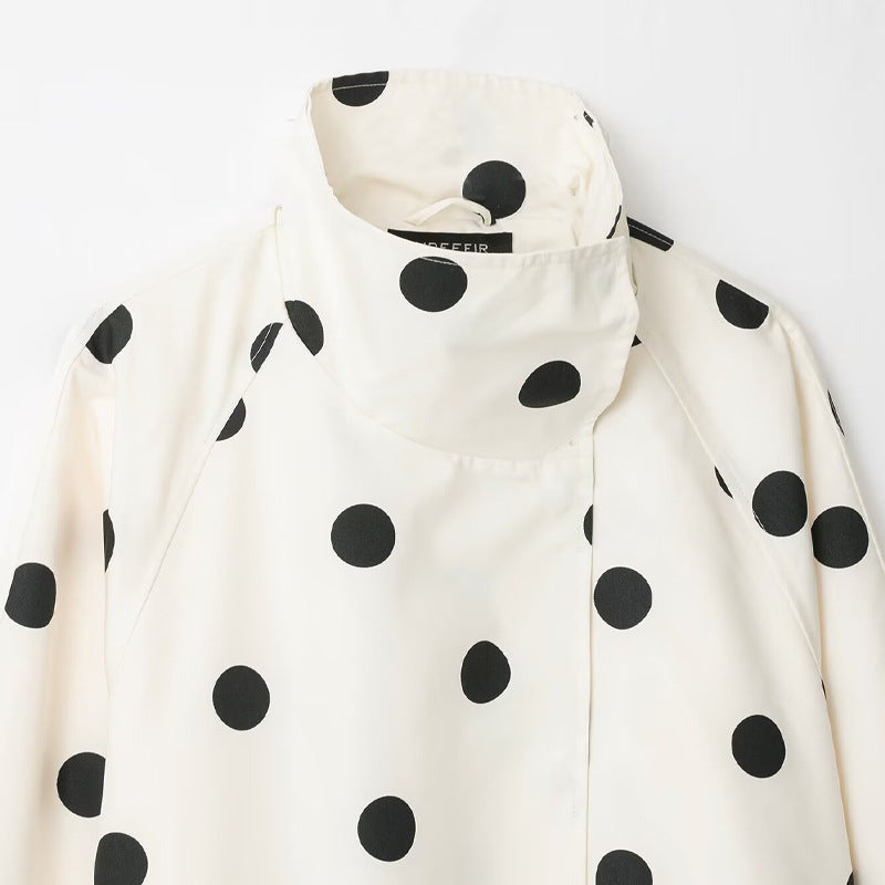 Polka-dot Turtleneck Aviator Jacket by Ricaloux