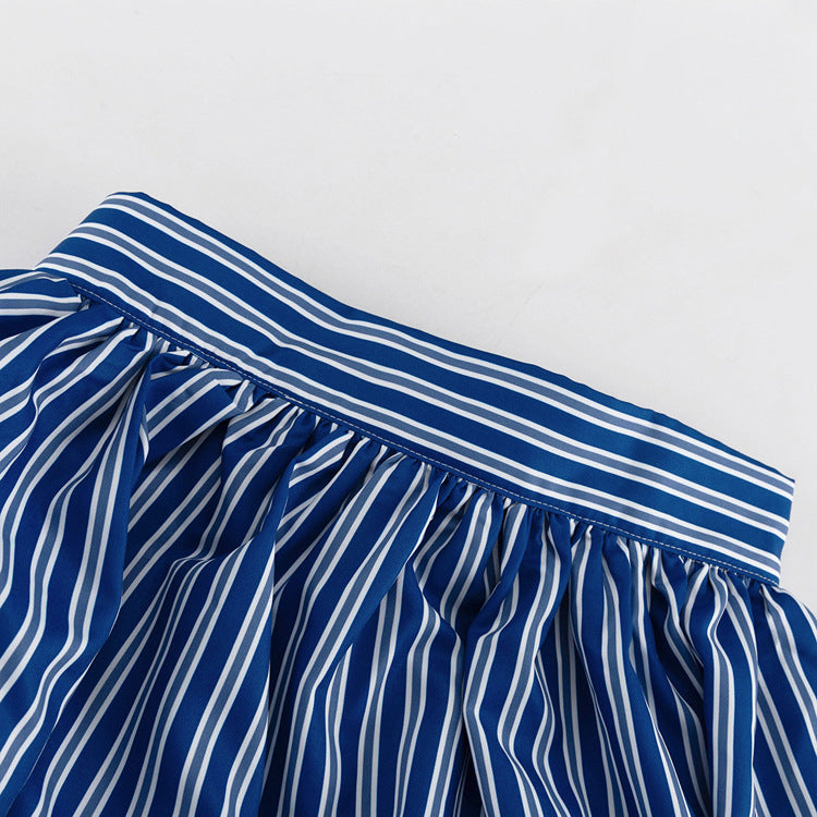 Strapless Blue And White Striped Maxi Dress by Ricaloux