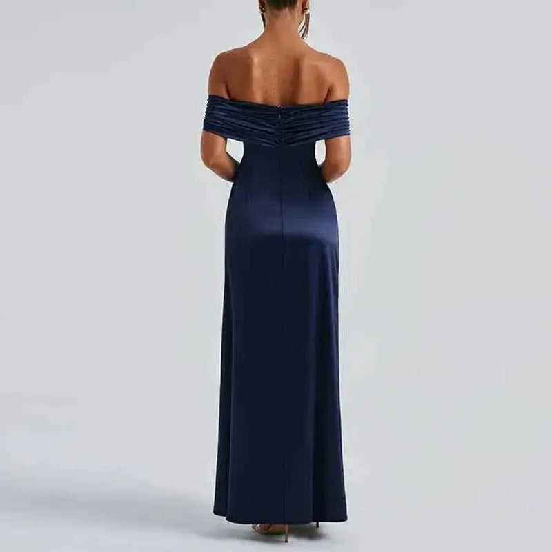 Elegant Waist-cinching Slim-fit Solid-color Long Dress – Premium 0 | RICALOUX