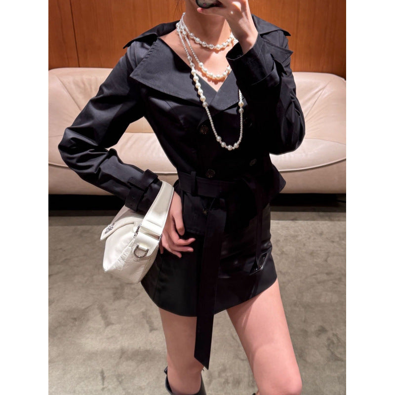 Womens Lapel Double-breasted Trench Coat by Ricaloux