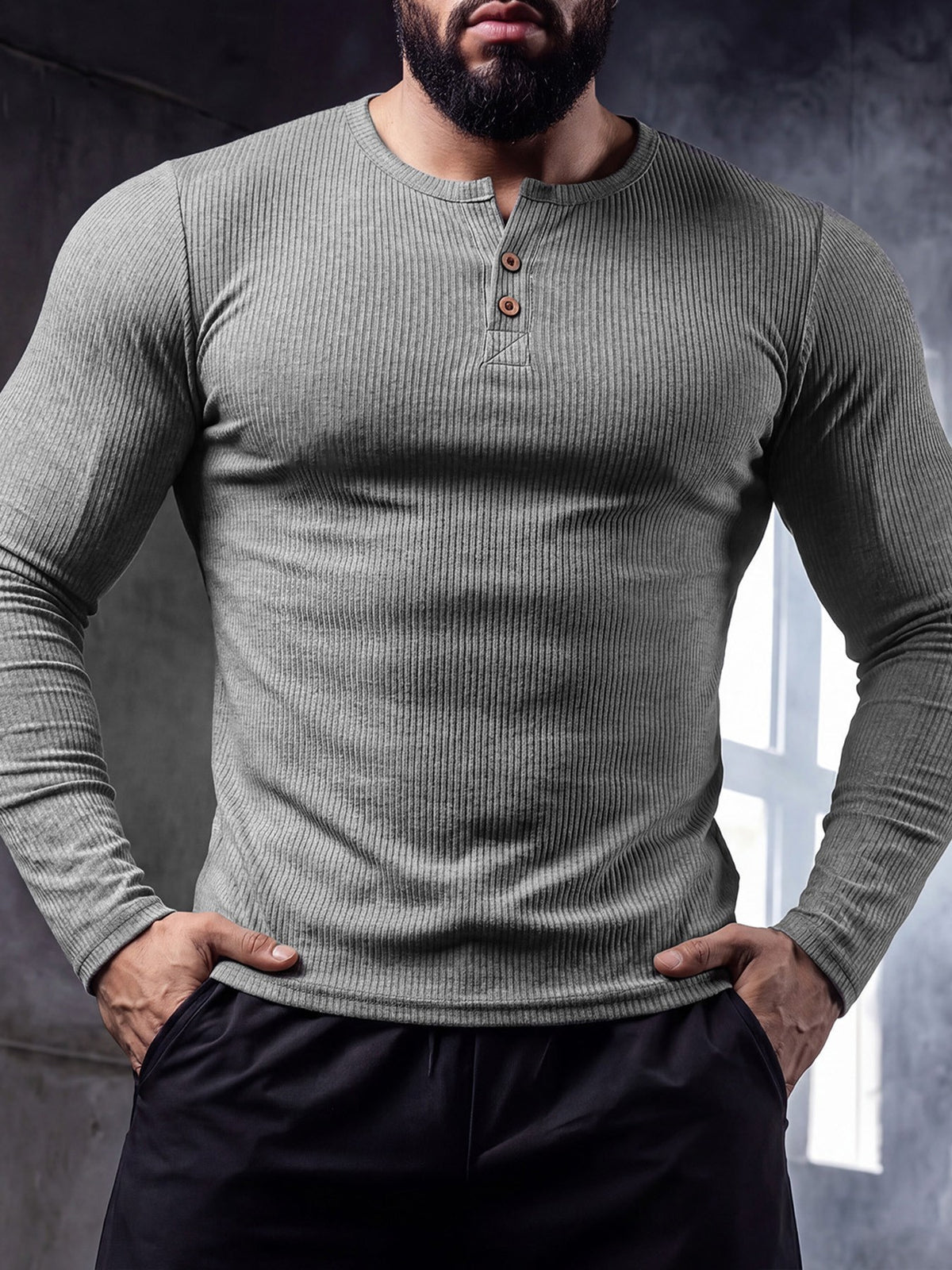 Muscle-fit Sporty-casual Half-button-down Long-sleeve – Premium 0 | RICALOUX