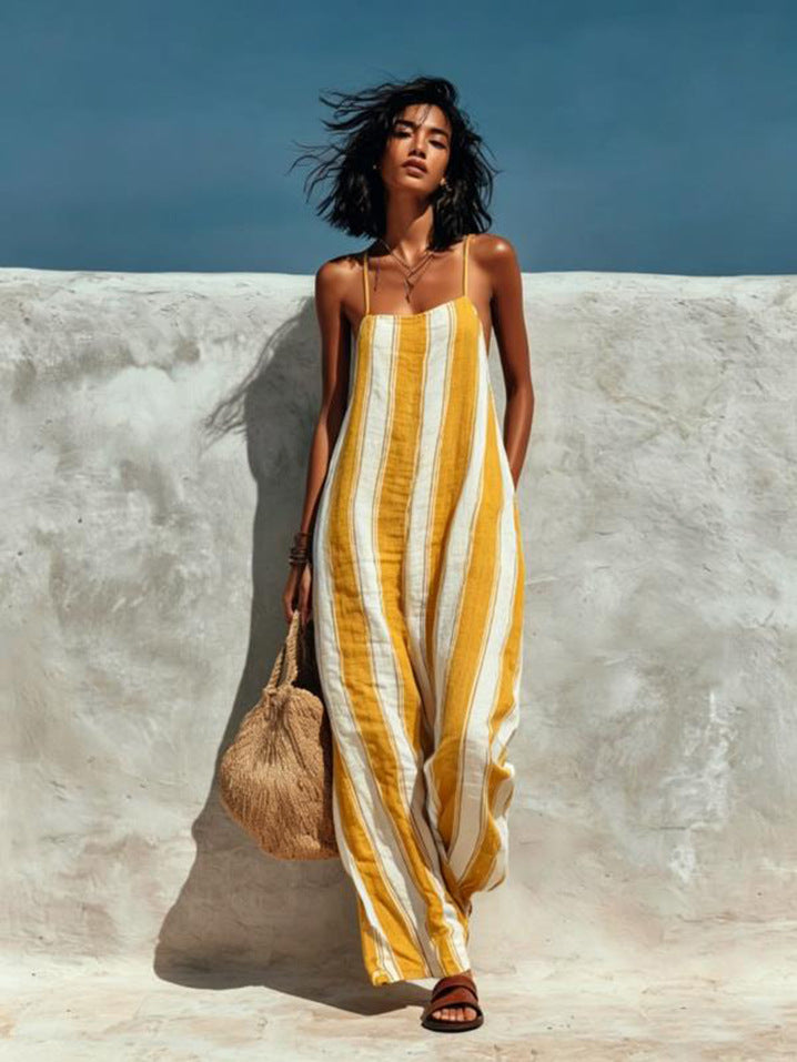 Elegant Casual Striped Sleeveless Strap Jumpsuit – Premium 0 | RICALOUX