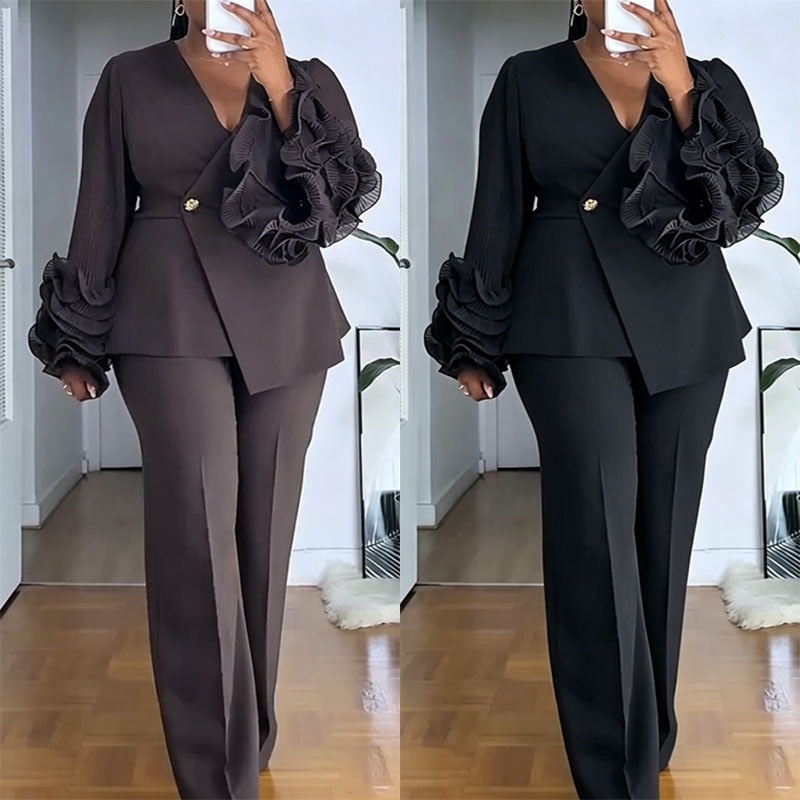 Womens Two-Piece Set With African Lace Trim – Premium 0 | RICALOUX