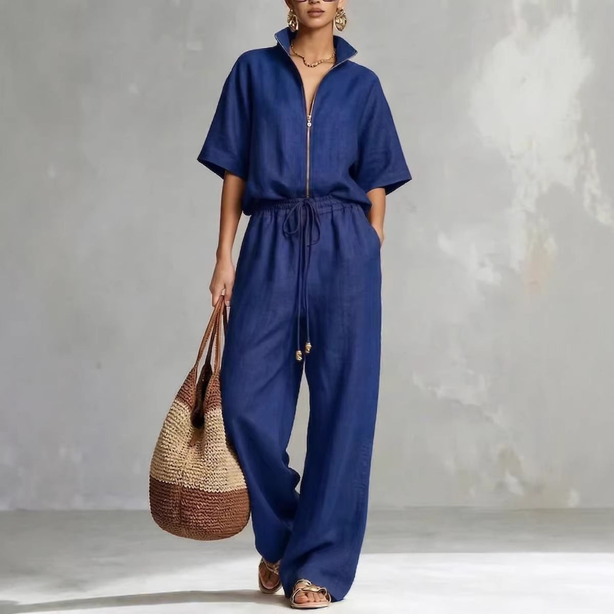 Womens Cotton-Linen Fashionable Casual Set by Ricaloux