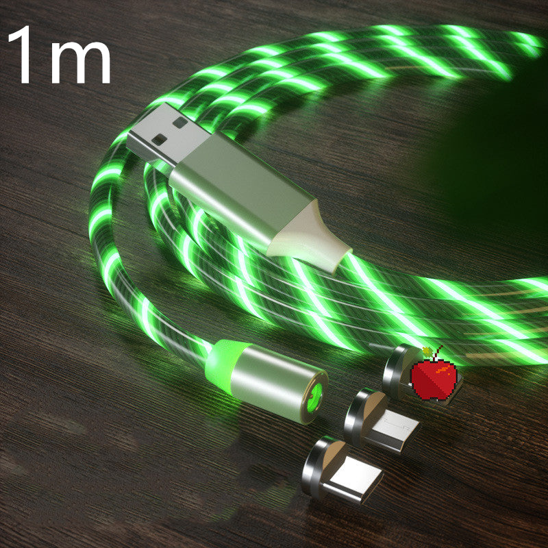 Magnetic Charging Cable Streamer Fast Charging Cable Lighting Micro USB Cable LED Magnet Charger Type-C Cable by Ricaloux