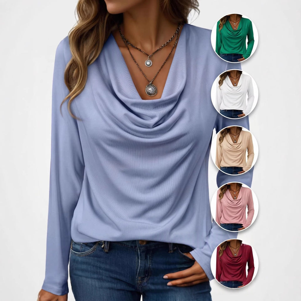 Womens Turtleneck Long-sleeve Loose-fitting Top by Ricaloux