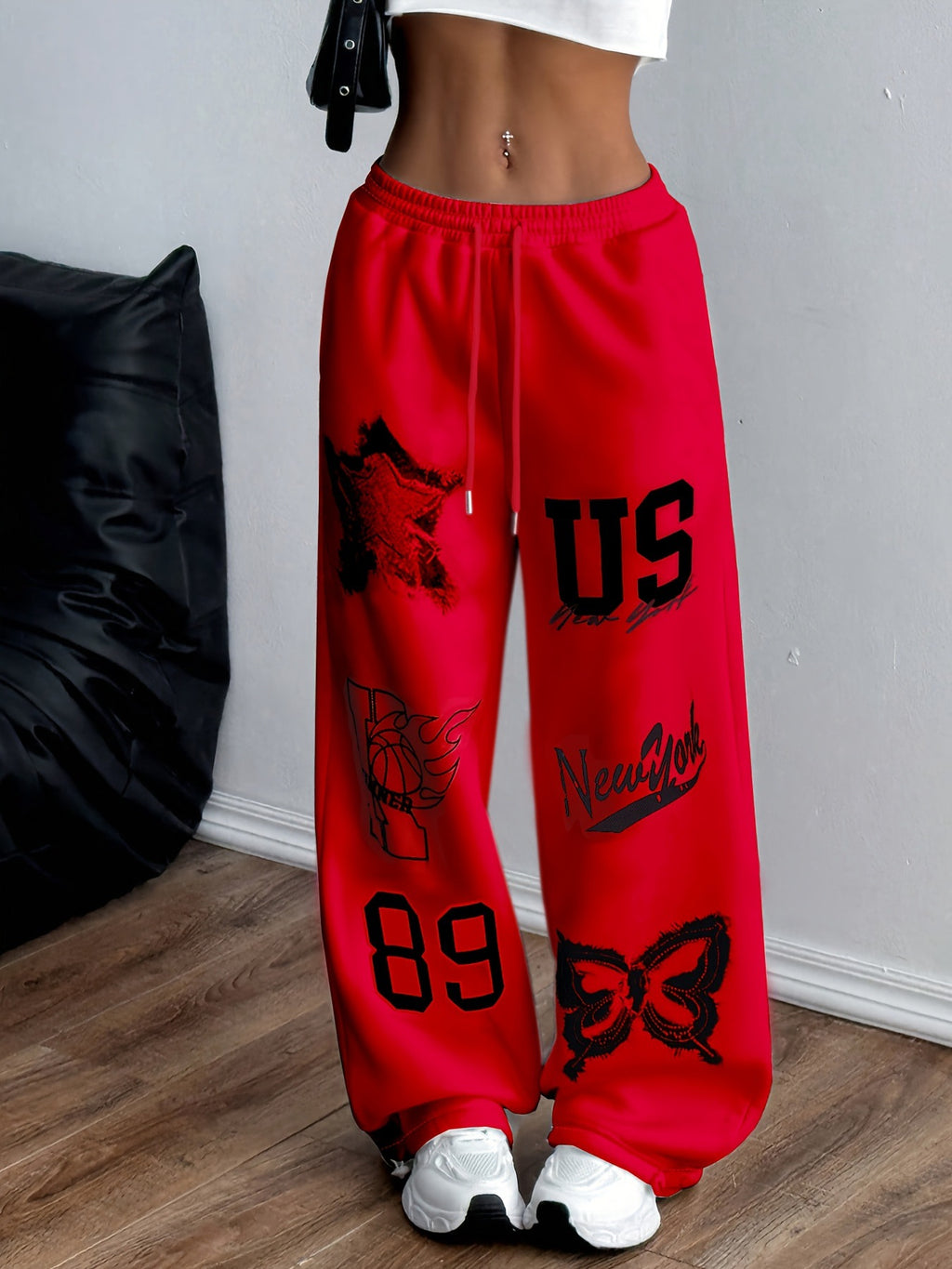 Printed Casual Loose-fit Wide-leg Pants Sweatpants – Premium 0 | RICALOUX