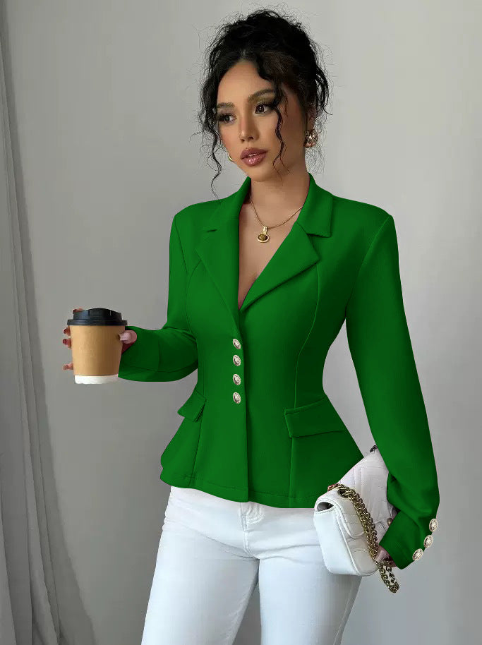 Womens Tailored Lapel Long-sleeve Coat by Ricaloux