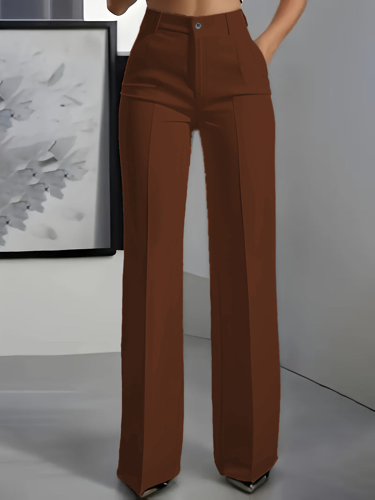 High-waisted Draping Straight-leg Minimalist Suit Trousers by Ricaloux