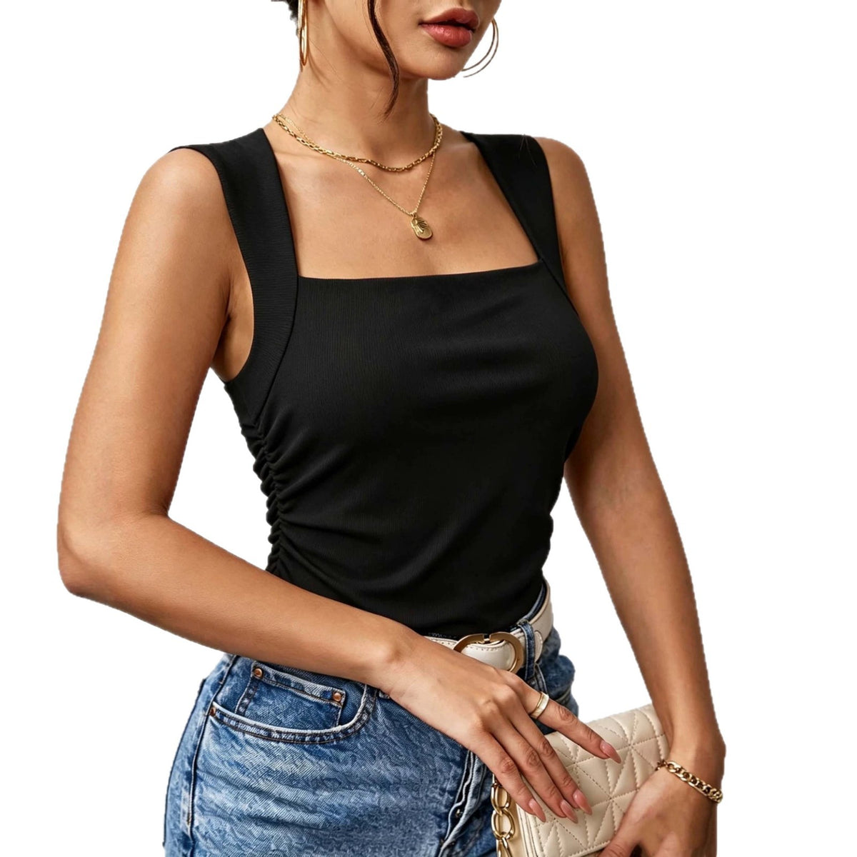 Summer New Square-neck Vest Slim-fit Sleeveless Top – Premium 0 | RICALOUX