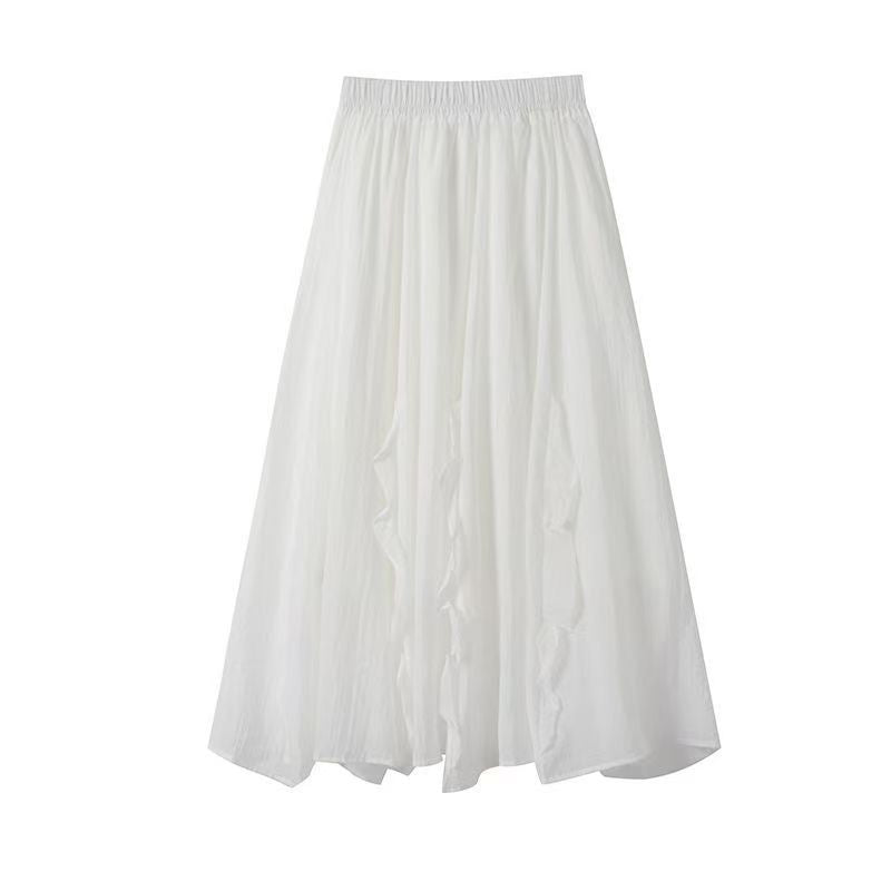 Womens French-style Irregular Ruffle Hem Designer Skirt by Ricaloux
