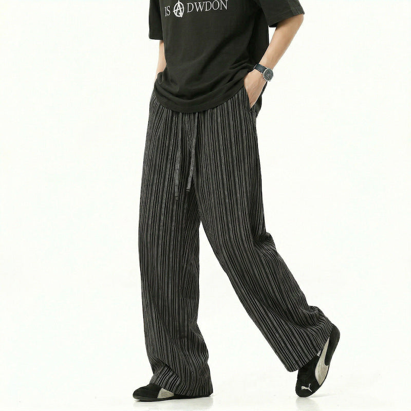 Gender-neutral Pleated Casual Loose-fit Bubble-cloth Pants by Ricaloux