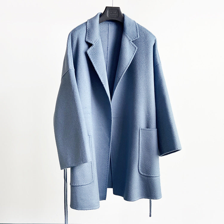 Mid-length Double-faced Wool Belted Coat by Ricaloux