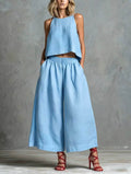 Loose Laid-back Linen Vest And Wide-leg Pants Set – Premium 0 | RICALOUX