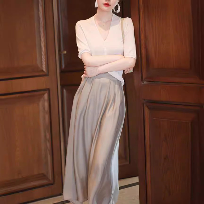 Womens Knitted Top And Skirt Two-piece Set by Ricaloux