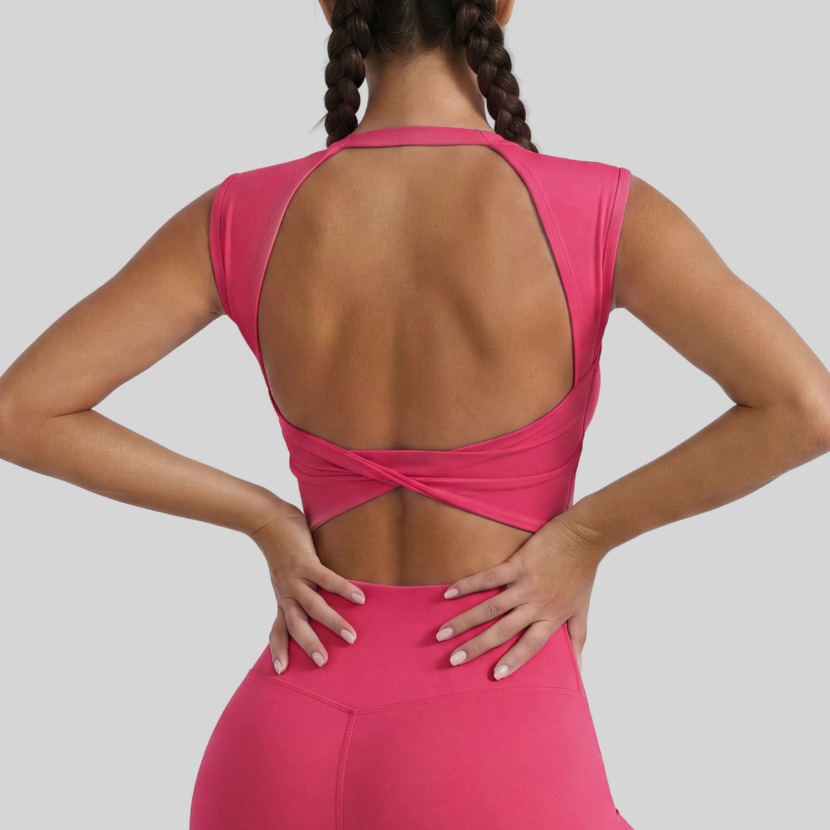 New Hollow Out Twist Tank Sports Bra With Removable Pads, Dopamine Fitness Bra by Ricaloux