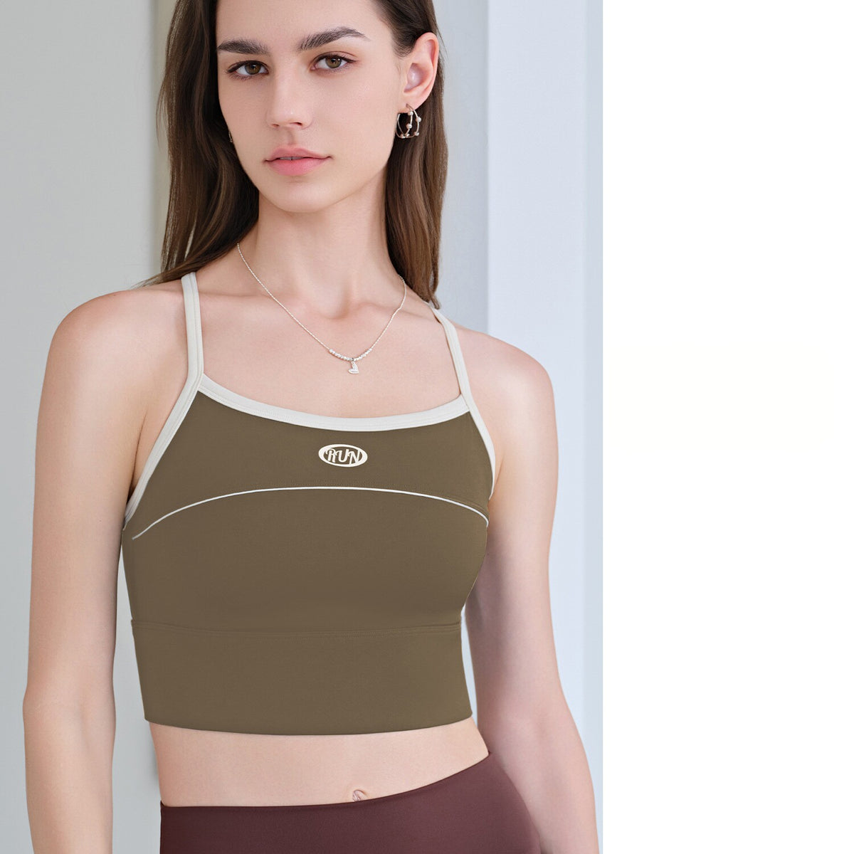 Color-blocked Sports Bra With Integrated Cups, Shockproof, Anti-exposure, Outerwear Style, Racerback Design, Thin Shoulder Straps, Yoga Bra – Premium 4 | RICALOUX